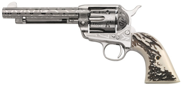 Taylors & Company OG1407 1873 Cattle Brand 357 Mag 6rd 5.50" Nickel Engraved Imitation Stag Grip — view 1
