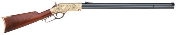 Taylors & Company 550295 1860 Brass Engraved 45 Colt (LC) 13+1 24.25" Blued Octagon Barrel, Brass Engraved/ Brass Receiver, Walnut/ Wood Stock, Right Hand — view 1