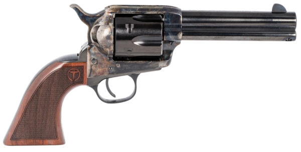 Taylors & Company 550180 Smoke Wagon  357 Mag Caliber with 4.75" Blued Finish Barrel, 6rd Capacity Blued Finish Cylinder, Color Case Hardened Finish Steel Frame & Checkered Walnut Grip — view 1