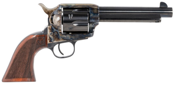 Taylors & Company 550813 Smoke Wagon  45 Colt (LC) Caliber with 5.50" Blued Finish Barrel, 6rd Capacity Blued Finish Cylinder, Color Case Hardened Finish Steel Frame & Checkered Walnut Grip — view 1
