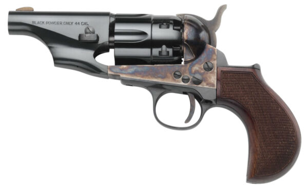 Taylors & Company 200017 1860 Army Snub Nose Pietta 44 Cal 6 Shot Percussion 3" Blued Round Barrel, Blued Cylinder, Color Case Hardened Steel Frame, Checkered Walnut Birdshead Grip — view 1