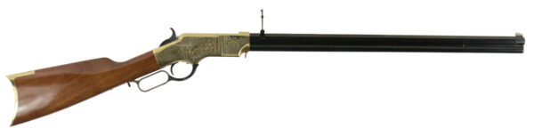 Taylors & Company 550296 1860 Brass Engraved 44-40 Win 13+1 24.25" Blued Octagon Barrel, Brass Engraved/ Brass Receiver, Walnut/ Synthetic Stock, Right Hand — view 1
