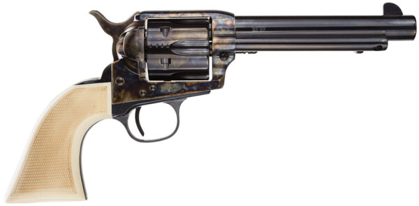 Taylors & Company 555127 Marshal  45 Colt (LC) Caliber with 5.50" Blued Finish Barrel, 6rd Capacity Blued Finish Cylinder, Color Case Hardened Finish Steel Frame & Checkered White Grip — view 1
