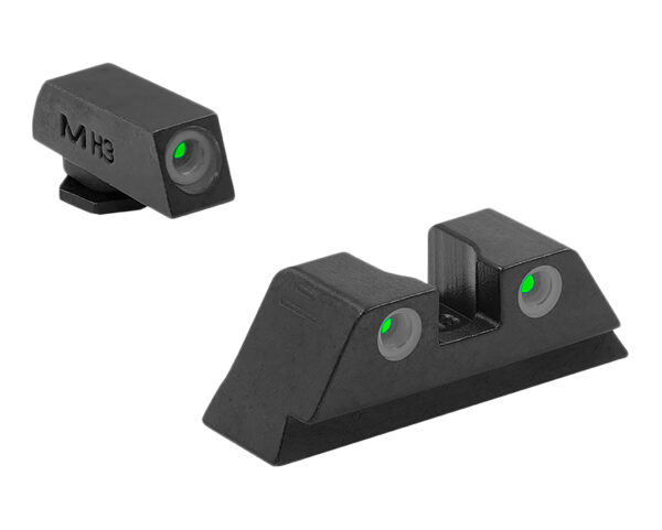 Meprolight USA 102223101 Tru-Dot Sight Set Green Tritium Front & Rear, Compatible w/Glock Frame 17/19/22/23/24/25/28/31/32/33/34/35/37/38/39 — view 1