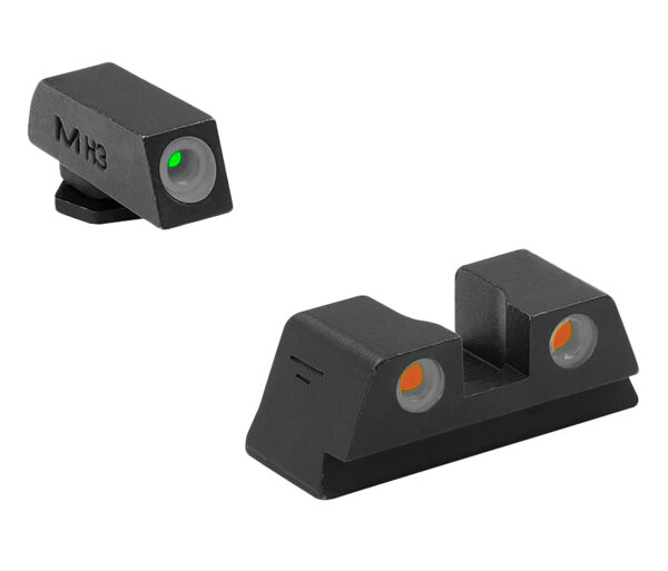 Meprolight USA 102203301 Tru-Dot Sight Set Green Tritium/Orange Tritium/Black Frame Compatible w/Glock 42/43/43X/48X, Post/Dovetail Mount — view 1