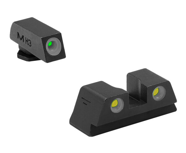 Meprolight USA 102203201 Tru-Dot  Green Tritium White Outline Front Sight-Yellow Tritium White Outline Rear Sight Glock 42/43/43X/48 — view 1
