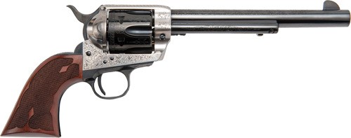CIMARRON FRONTIER 45LC PW FS - 7.5" ENGRAVED SILVER/BL WAL — view 1