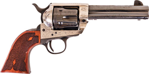 CIMARRON FRONTIER 357MAG PW FS - 4.75" ENGRAVED SILVER/BL WAL — view 1