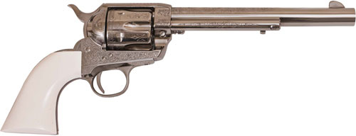 CIMARRON FRONTIER 357MAG PW FS - 7.5" ENGRAVED NICKEL/IVORY — view 1
