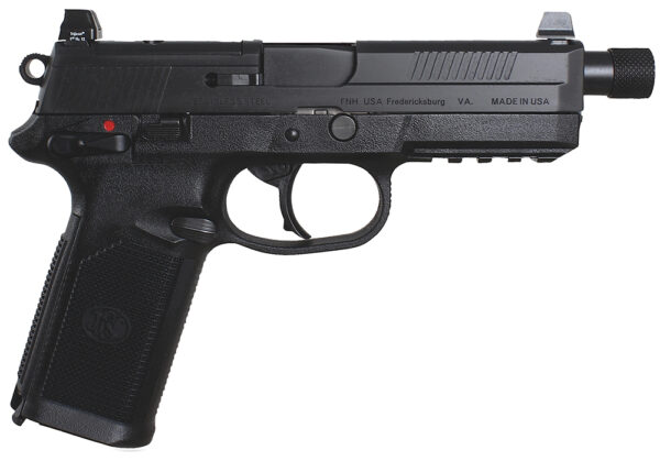 FN 66966 FNX Tactical 45 ACP 15+1 5.30" Steel Threaded Barrel Black Optic Ready/Serrated Slide Matte Black Polymer Frame w/Picatinny Rail Black Textured w/Interchangeable Backstrap Grips Right Hand — view 1