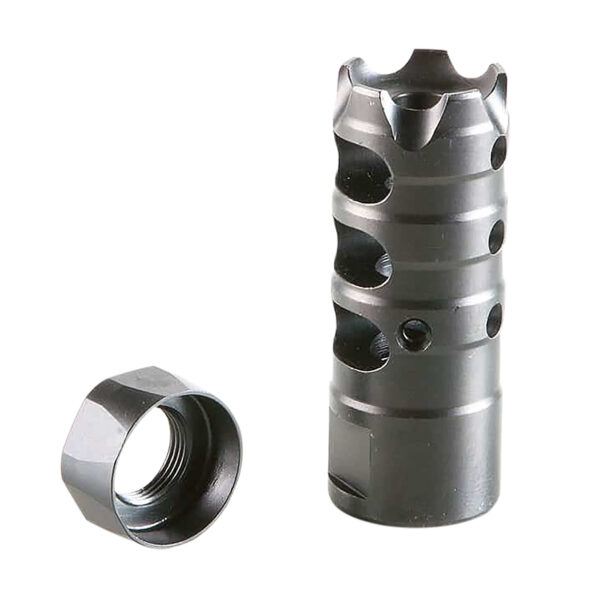 Patriot Ordnance Factory 00308 Triple Port Muzzle Brake Black Nitride 1/2"x28 Threads, 223 Rem 5.56x45mm NATO — view 1