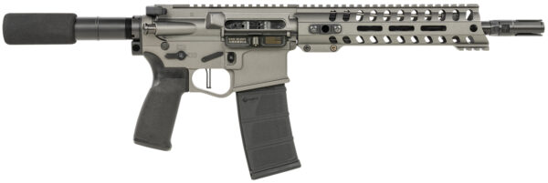 Patriot Ordnance Factory 01802 Minuteman Direct Impingement 5.56x45mm NATO Caliber with 10.50" Barrel, 30+1 Capacity, Tungsten Metal Finish, Buffer Tube Stock & Black MFT Grip Right Hand — view 1