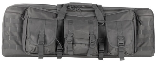 NcStar CVDC2946U36 VISM Double Carbine Case Urban Gray PVC Nylon w/ Foam Padding Lockable Zippers Pockets & MOLLE Webbing — view 1