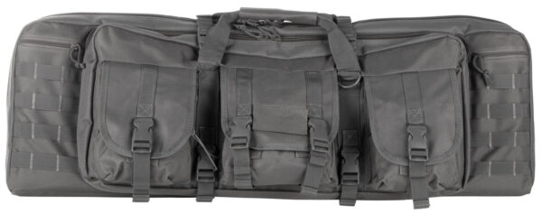 NcStar CVDC2946U42 VISM Double Carbine Case Urban Gray PVC Nylon w/ Foam Padding Lockable Zippers Pockets & MOLLE Webbing — view 1