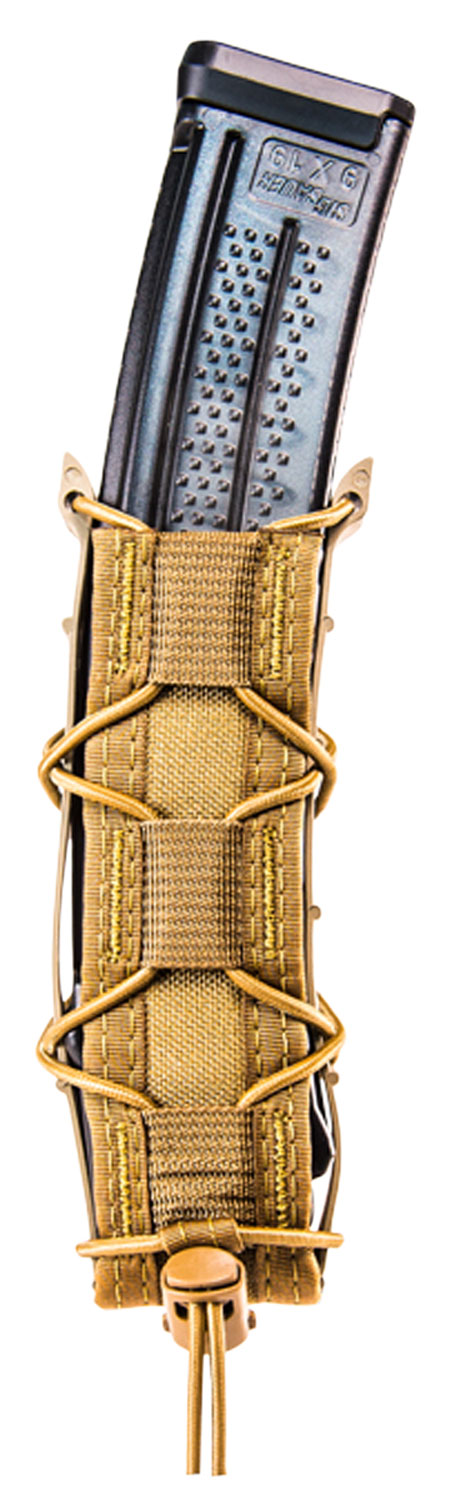 High Speed Gear 11EX00CB TACO Extended Mag Pouch Single Coyote Brown Nylon MOLLE Belts 2" Wide Compatible w/ Pistol — view 1