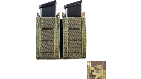 HIGH SPEED GEAR  DUTY DOUBLE PISTOL  TACO MULTICAM  SLEEK FRONT CONCEALAD BUNGEE HOLDS PISTOL  MAGS — view 1