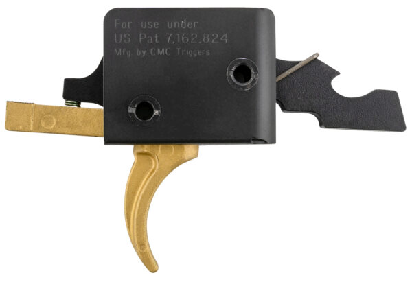 CMC Triggers 91501GF Drop-In Gold Finger Single-Stage Curved Trigger w/ 3-3.50 lbs Draw Weight & Gold Finish — view 1