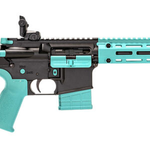 Tippmann Arms A101203 M4-22 LTE 22 LR 25+1 16" Black Parkerized Threaded Barrel, Matte Black Aluminum Receiver w/Picatinny Rail, Robin Egg Blue M-LOK Handguard, Composite Forend, Black Polymer Stock,