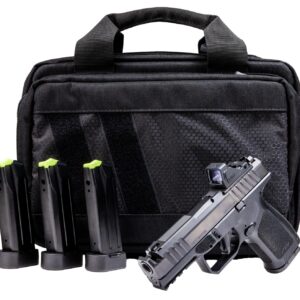 Rost Martin RM1CBLKOSP(COMP)SPL RM1C Comp Bundle 9mm Luger 17+1 4" Compensated Barrel, Black Nitron Steel Integrated Compensator/Serrated w/Optic Slide, Black Polymer Frame w/Picatinny Rail, Textured