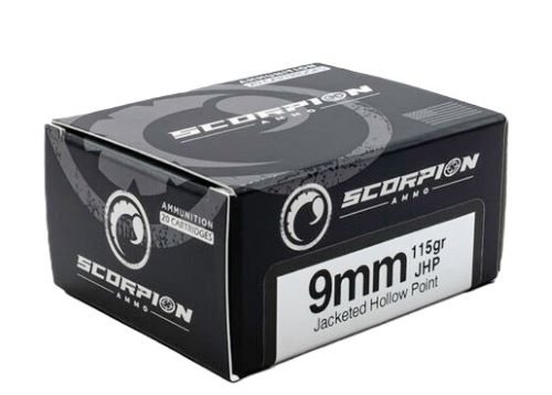 SCORPION 9MM LUGER - 115GR JHP 20RD 10BX/CS — view 1