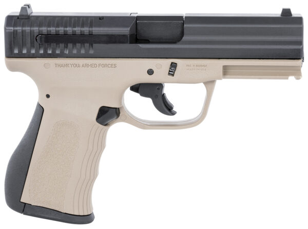 FMK G9C1G2DESSCM 9C1 G2 *CA/MA Compliant 9mm Luger 10+1 4" Black Stainless Steel Barrel, Black Serrated Carbon Steel Slide, Flat Dark Earth Polymer Frame w/Picatinny Rail, Black Backstrap Grip — view 1