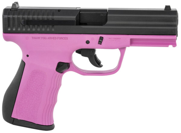 FMK G9C1G2PKSSCM 9C1 G2 9mm Luger 10+1 4" Black Stainless Steel Barrel, Black Serrated Carbon Steel Slide, Pink Polymer Frame w/Picatinny Rail, Black Backstrap Grip — view 1