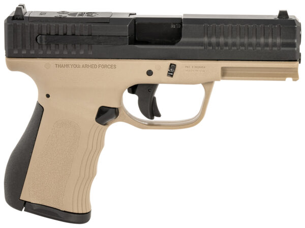 FMK FMKG49DE G3  9mm Luger 14+1 4" Stainless Steel Barrel, Black Optic Cut/Serrated Carbon Steel Slide Flat Dark Earth Polymer Frame w/Picatinny Rail, Black Backstrap Grip — view 1