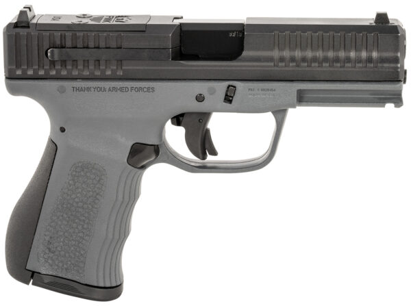 FMK FMKG49DG G3  9mm Luger 14+1 4" Stainless Steel Barrel, Black Optic Cut/Serrated Carbon Steel Slide, Dark Gray Polymer Frame w/Picatinny Rail, Black Backstrap Grip — view 1