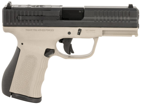 FMK FMKG49TG G3  9mm Luger 14+1 4" Stainless Steel Barrel, Black Optic Cut/Serrated Carbon Steel Slide, Titanium Gray Polymer Frame w/Picatinny Rail, Black Backstrap Grip — view 1