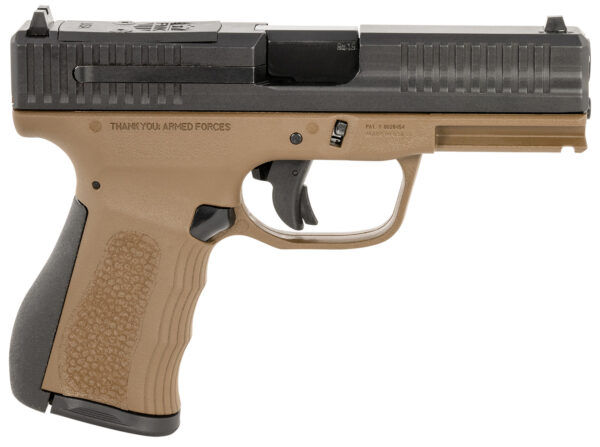 FMK FMKG49BB G3  9mm Luger 14+1 4" Stainless Steel Barrel, Black Optic Cut/Serrated Carbon Steel Slide, Burnt Bronze Polymer Frame w/Picatinny Rail, Black Backstrap Grip — view 1