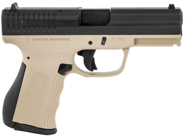 FMK G9C1G2RSS 9C1 G2 9mm Luger 14+1 4" Black Stainless Steel Barrel, Black Serrated Carbon Steel Slide, Desert Sand Polymer Frame w/Picatinny Rail, Black Backstrap Grip — view 1