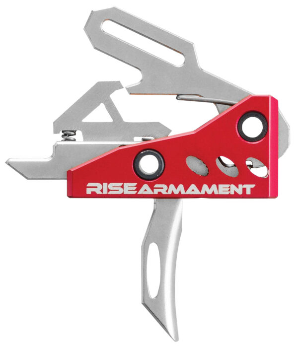 Rise Armament RA535APT RA-535 High Performance Single-Stage Straight Trigger with 3.50 lbs Draw Weight & Silver/Red Hardcoat Anodized Finish for AR-Platform — view 1