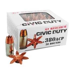 G2 RESEARCH CIVIC DUTY AMO 380 AUTO 64GR 1130 FPS 20-RD ( 25 BOX PER CASE )