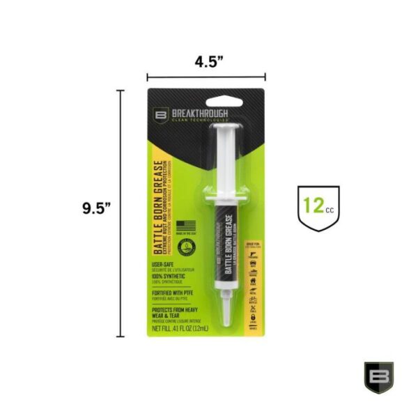 BREAKTHROUGH CLEAN BATTLE BORN 100% SYNTHETIC GREASE FORTIFIED WITH PTFE 12CC SYRINGE — view 1