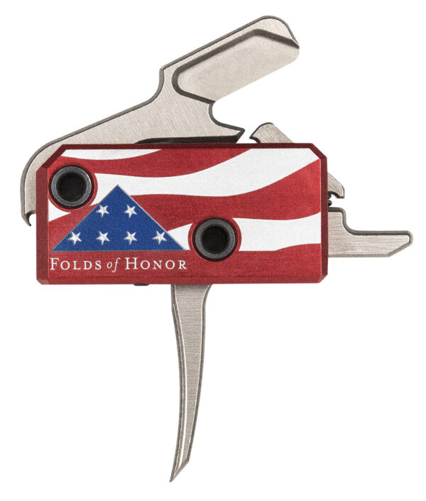 Rise Armament RA13FOLDSPT The Patriot High Performance Single-Stage Flat Trigger with 3.50 lbs Draw Weight & Silver/Red/White/Blue Finish for AR-Platform Right — view 1