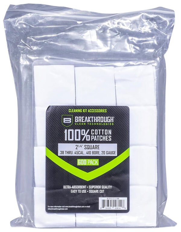 Breakthrough Clean BTCPS214600 Square Patches 38-45 Cal/.410-20 Gauge 600 pieces — view 1