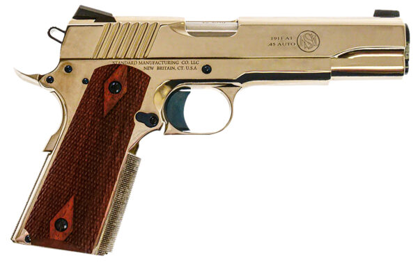 Standard Mfg  1911 Standard Full Size Frame 45 ACP 7+1 5" Stainless Match Grade Barrel, Nickel Steel Serrated Slide, Nickel Steel Frame w/Beavertail, Walnut Double Diamond Grip — view 1