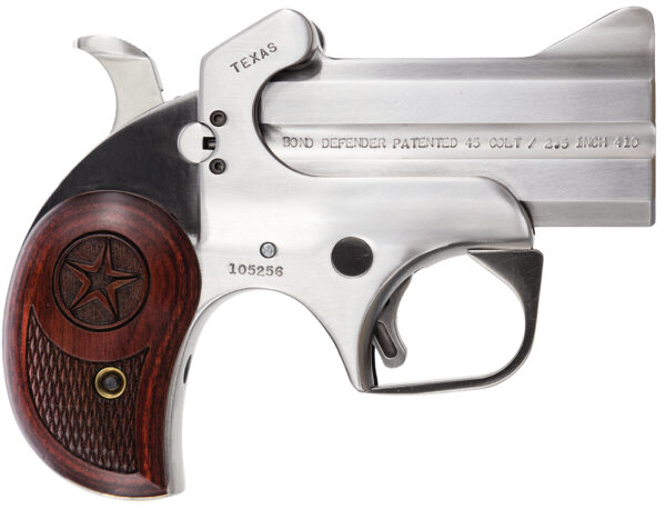 Bond Arms BATD Texas Defender 357 Mag/38 Sp 2rd 3" Barrel, Stainless Metal Finish, Rosewood Grip, Blade Front/Fixed Rear Sights, Manual Safety — view 1