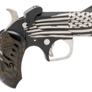 Bond Arms BAOG Old Glory  45 Colt (LC)/410 Gauge 2rd 3.50" Stainless Double Barrel & Frame w/Cerakote Laser Engraved American Flag, Auto Extractor & Rebounding Hammer, Engraved Extended Black Ash Grip