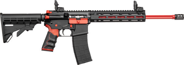 Tippmann Arms A101111 M4 Redline MSR 22 LR 25+1 16" Red Parkerized Fluted Threaded Barrel, Matte Black/Red Aluminum Receiver w/Picatinny Rail, M-LOK Handguard, Black Adj CAR15 Polymer Stock, Red/Black — view 1
