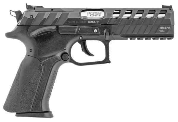 Grand Power 8588005808514 X-Calibur CO Mk23 Match 9mm Luger 15+1 4.80" Stainless Barrel, Black Steel Lightening Cut/Optic Cut/Serrated Slide, Black Steel Frame w/Picatinny Rail, Black Textured Grip — view 1