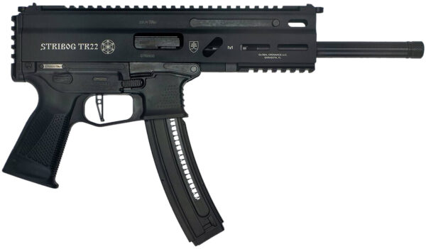 Grand Power 8588005808606 TR22 Stribog 22 LR 25+1 10" Black Threaded Barrel, Black Hardcoat Anodize Receiver w/Picatinny Rail, Black Polymer Grip, Ambidextrous — view 1