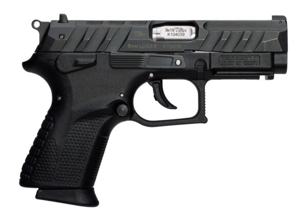 Grand Power 8588005944663 P1S Mk23 9mm Luger 12+1 3.66" Stainless Rotating Barrel, Black Optic Ready/Serrated Slide, Black Frame w/Accessory Rail, Checkered Grip, Ambidextrous — view 1