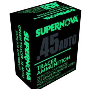 SUPERNOVA  AMMUNITION AMO 45 AUTO 225GR FMJ GREEN TRACER 20RD ( 50 BOXES PER CASE )