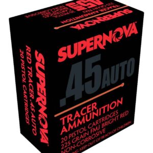 SUPERNOVA  AMMUNITION AMO 45 AUTO 225GR FMJ RED TRACER 20RD ( 50 BOXES PER CASE )