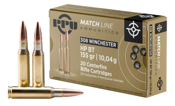 PPU PPM3081 Match  308Win 155gr Hollow Point Boat Tail 20 Per Box/10 Case — view 1