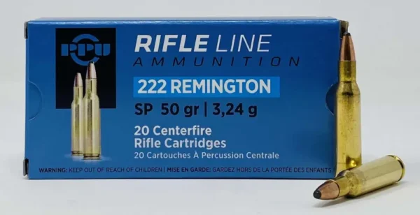 PPU STANDARD RIFLE AMO 222 REM 50GR SP 20RD (50 BOXES PER CASE) — view 1