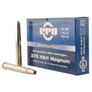 PPU STANDARD RIFLE AMO 375 H&H 300GR RN 10RD  (20 BOX CASE)