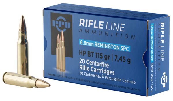 PPU PP68H Standard Rifle  6.8mmRemSPC 115gr Hollow Point Boat Tail 20 Per Box/50 Case — view 1