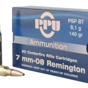 PPU STANDARD RIFLE AMO 7MM-08 REM 140GR PSP BT 20RD (10 BOX CASE)